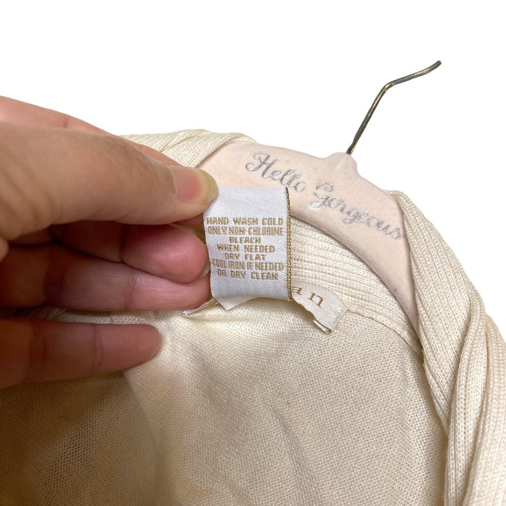 By Artisan Short Sleeve Lightweight Open Front Cardigan Size L Large Cream Asymm - Picture 6 of 7